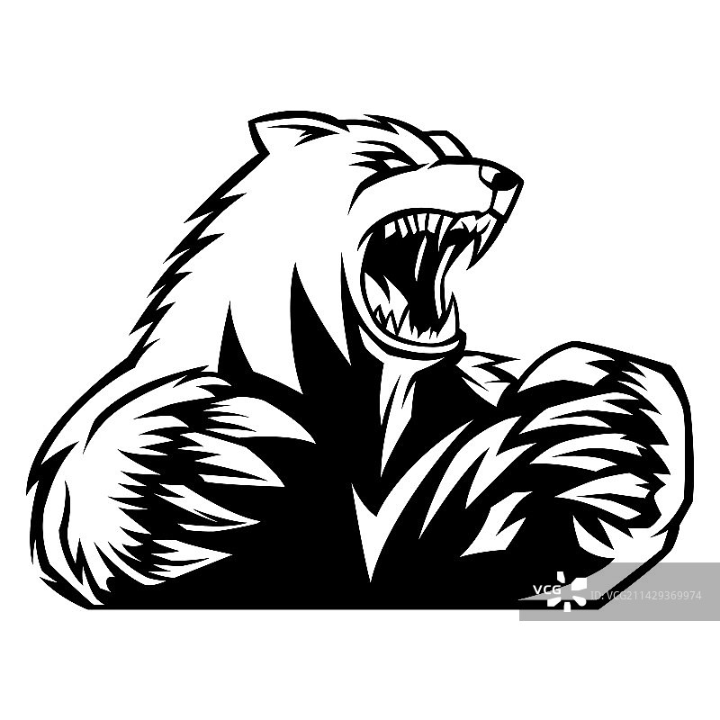 黑白愤怒熊Logo吉祥物图片素材