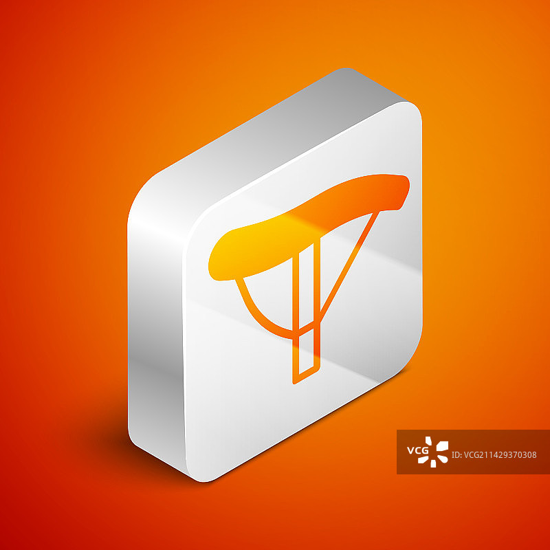 2.5D自行车座椅图标，橙色背景图片素材