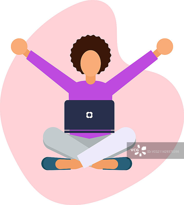 工作中的年轻女士卡通形象图片素材