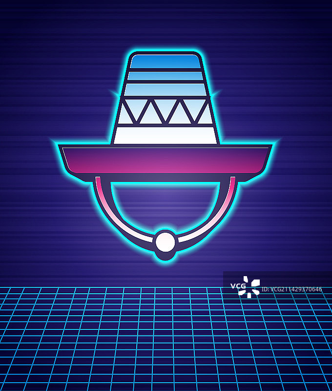 复古风格墨西哥传统阔边帽图标图片素材