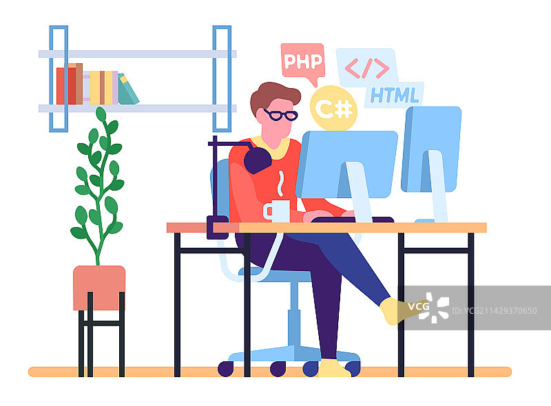 自由职业程序员在家工作图片素材