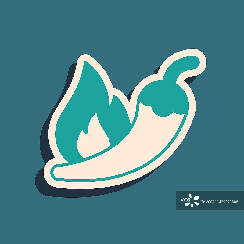 绿色背景上孤立的绿色辣椒图标图片素材