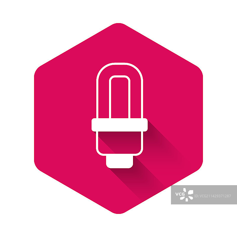 带有长阴影的白色LED灯泡图标图片素材