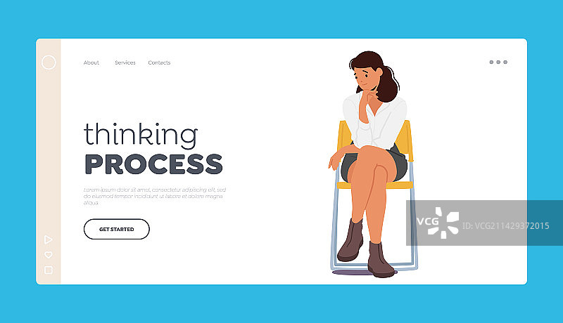 思考过程落地页模板：年轻女孩图片素材