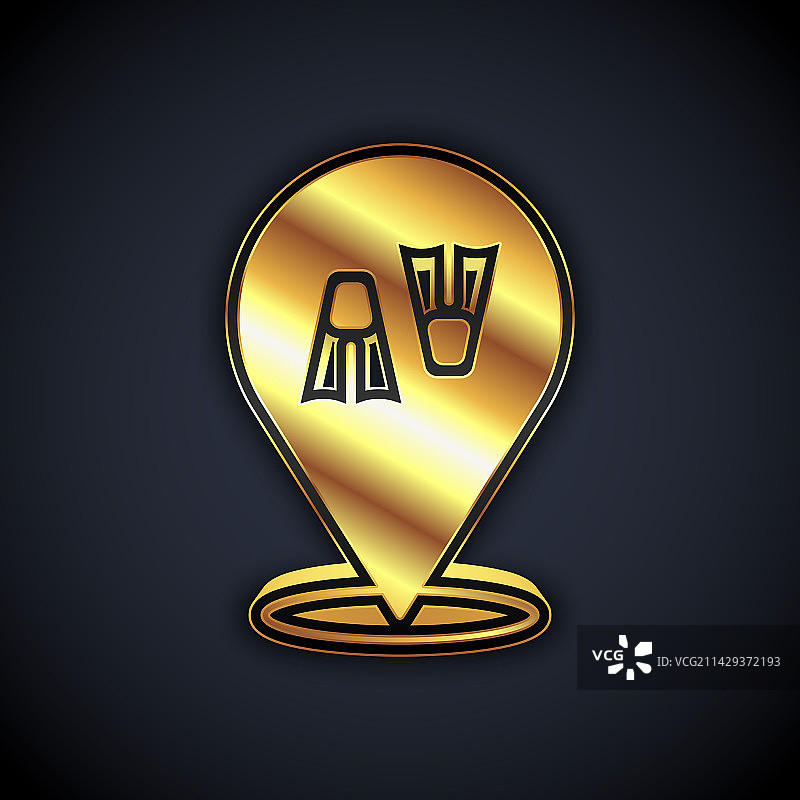 金色橡胶游泳脚蹼图标图片素材