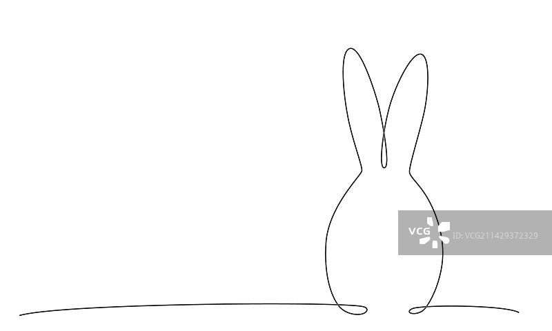 复活节兔子连续线条手绘元素图片素材