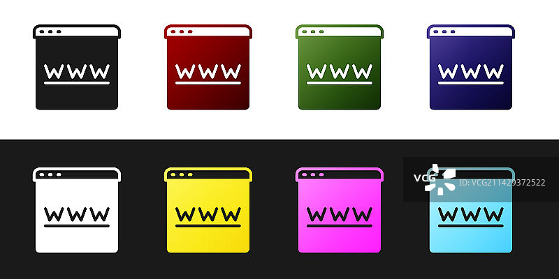 黑色背景上的浏览器窗口图标图片素材