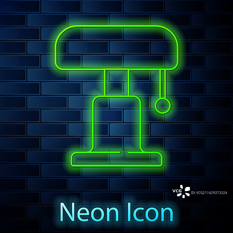 发光的霓虹灯线图标孤立的台灯上图片素材