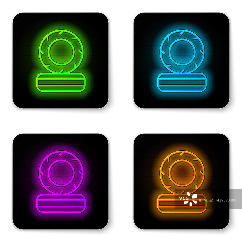 发光的霓虹灯燃烧轮胎图标线条图片素材