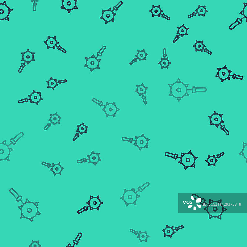 黑色线条中世纪链枷球棒图标图片素材