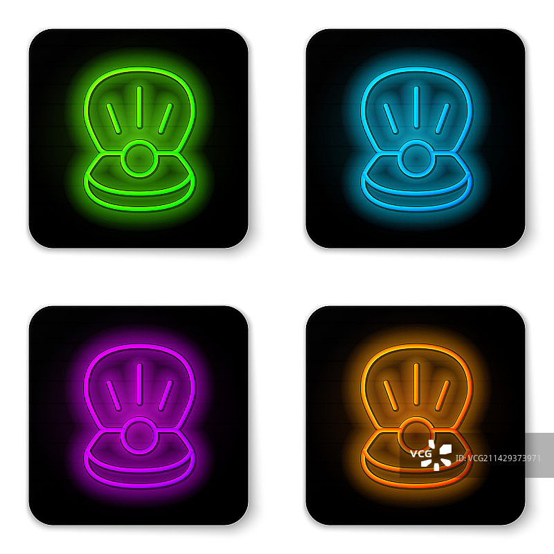 发光的霓虹灯天然珍珠贝壳图标图片素材