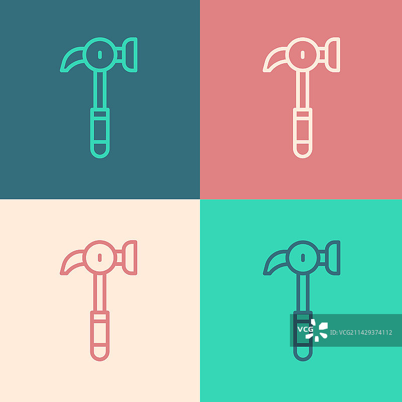 波普艺术风格线条锤子图标图片素材