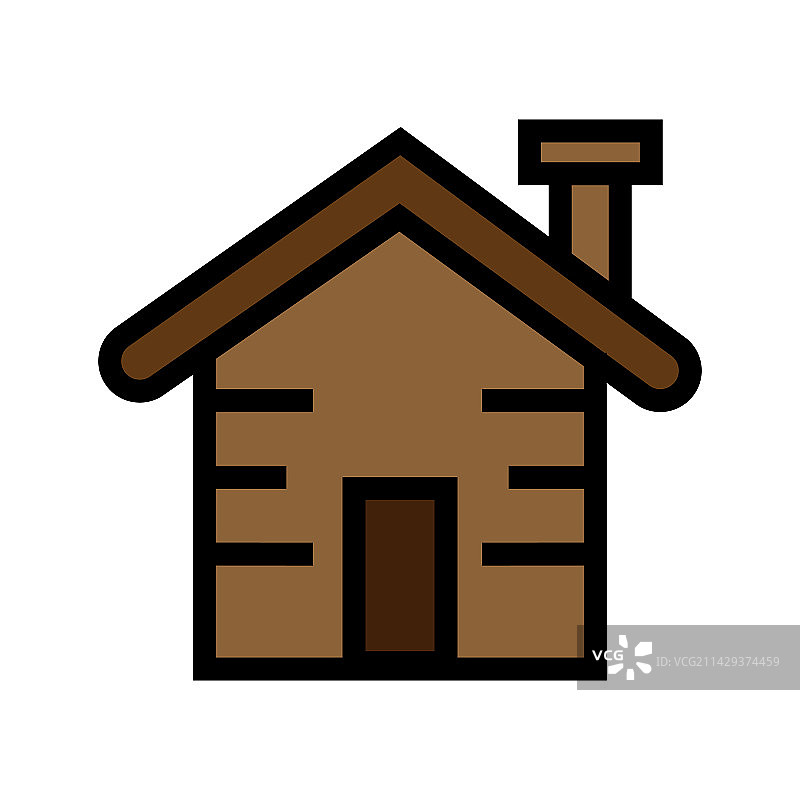白色背景上的小屋线条图标图片素材