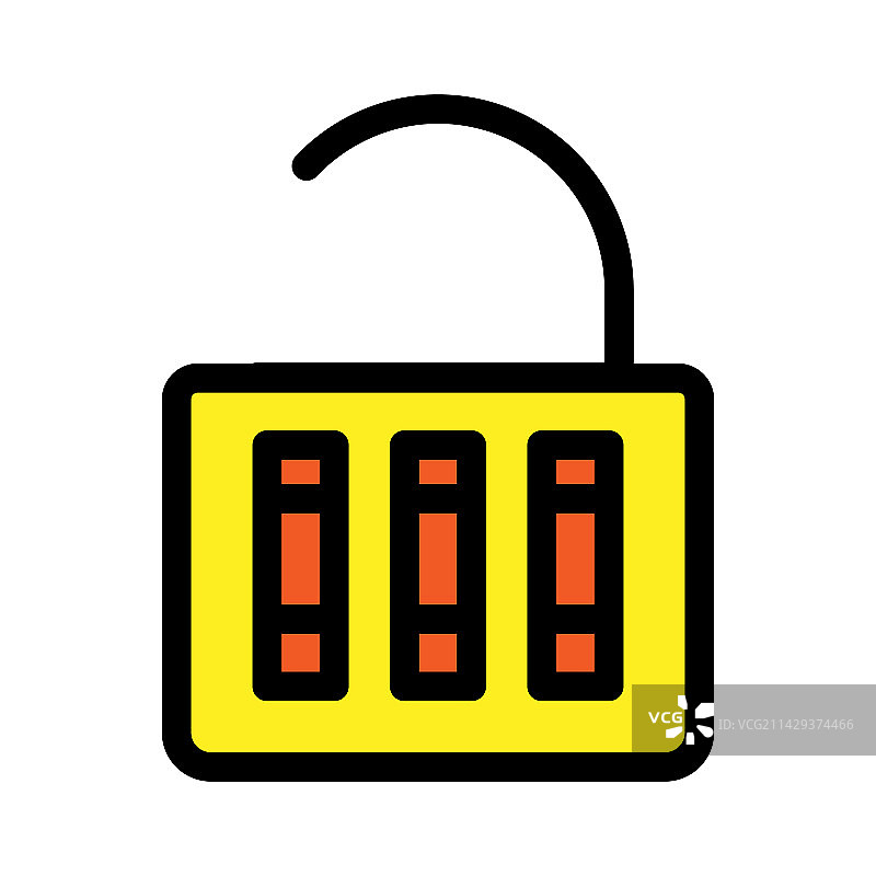 白色背景上隔离的密码锁开启线性图标图片素材