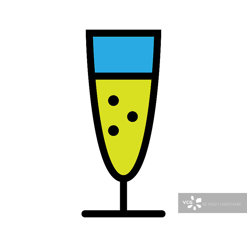 白色背景上隔离的香槟酒杯线条图标图片素材