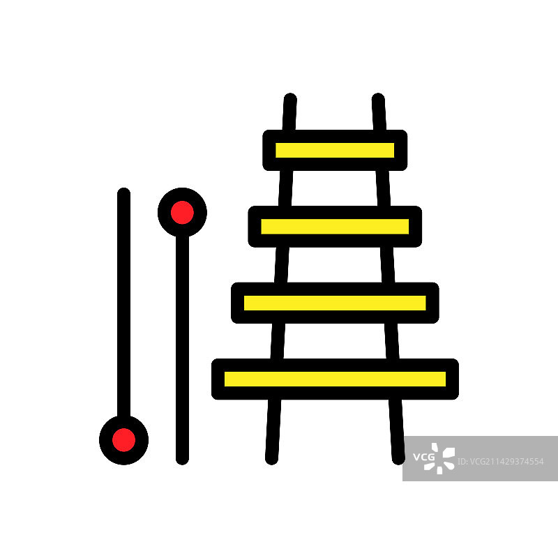 白色背景上的木琴线条图标图片素材
