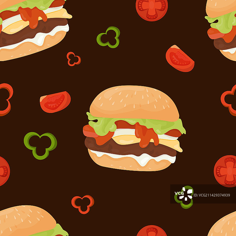 诱人的汉堡无缝图案图片素材