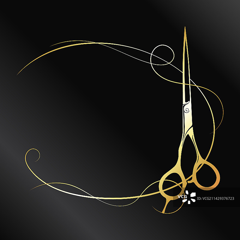 金色剪刀和美丽的卷发图片素材