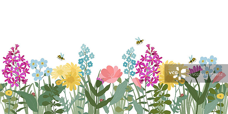 手绘花卉无缝图案图片素材