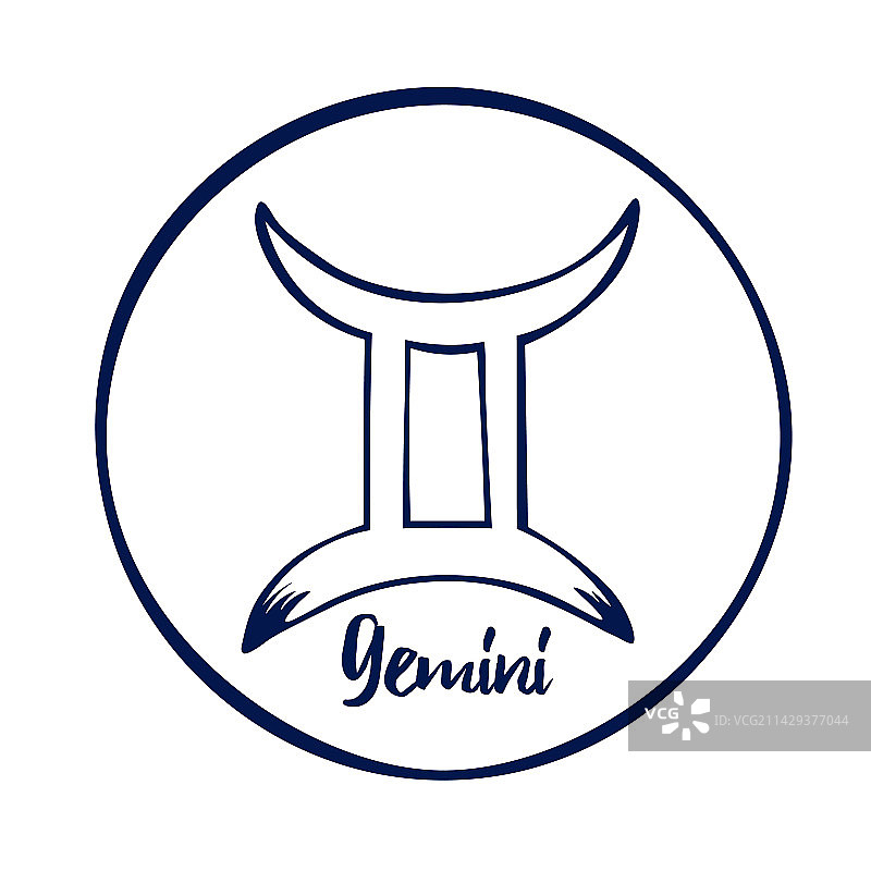 手绘十二星座符号白色双子座图标图片素材