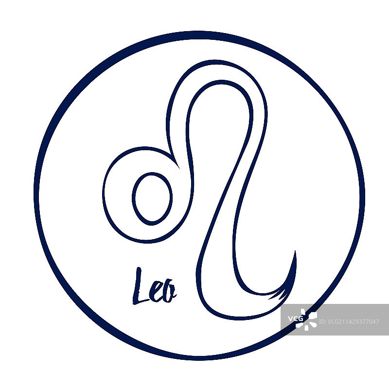 白色狮子座手绘十二生肖标志图片素材