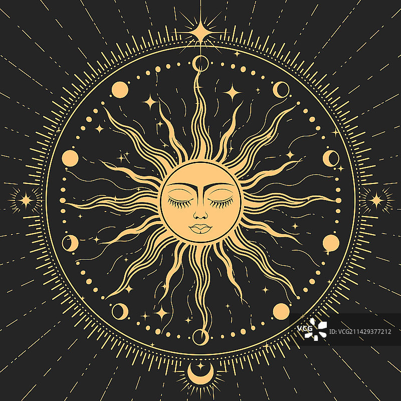 闭着眼睛的太阳占星符号图片素材