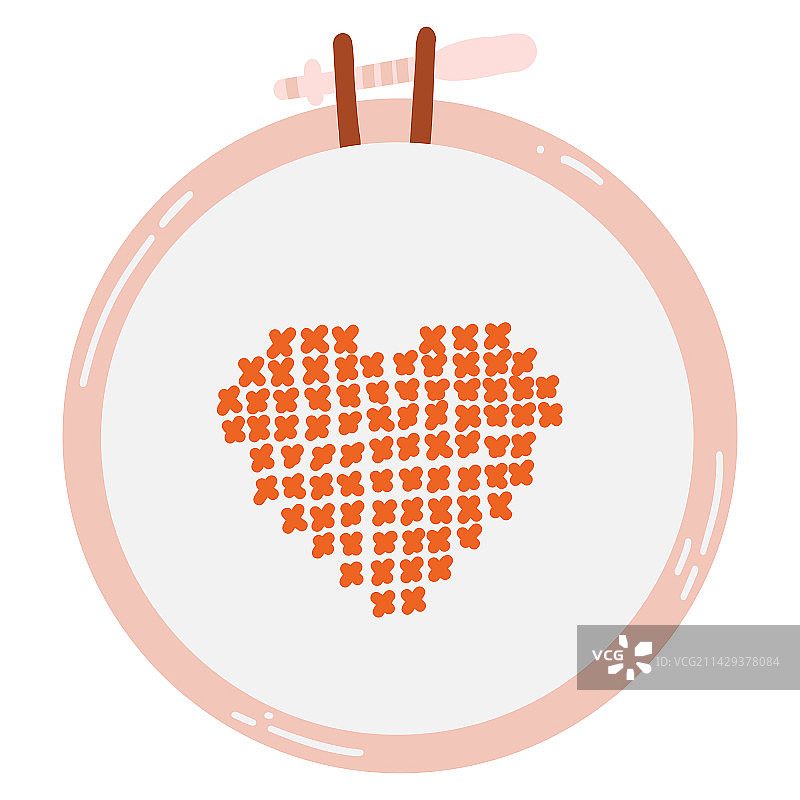 十字绣刺绣爱心呼啦圈图片素材