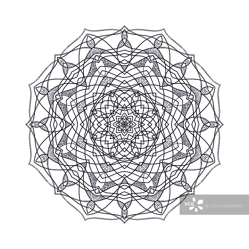 手绘圆形花卉曼陀罗图案图片素材