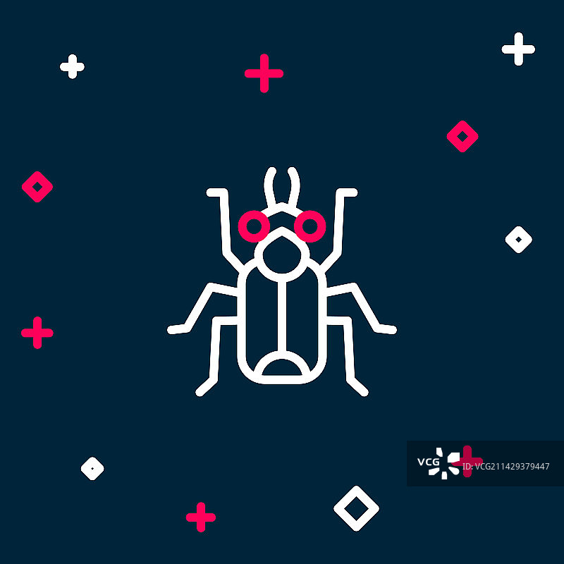 蓝色背景上的线条甲虫图标图片素材