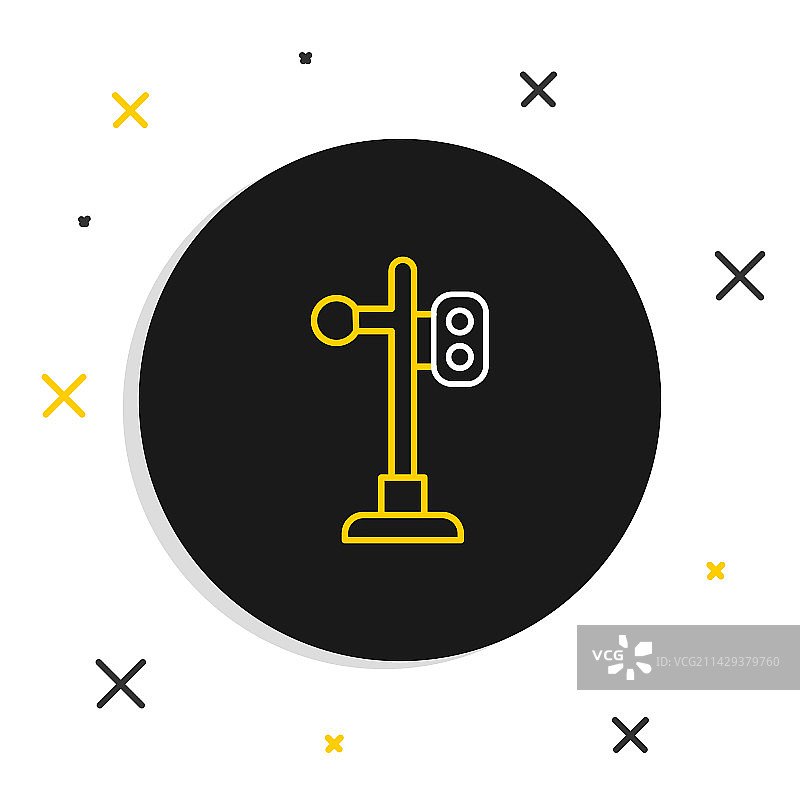 白色背景上的火车交通灯线条图标图片素材