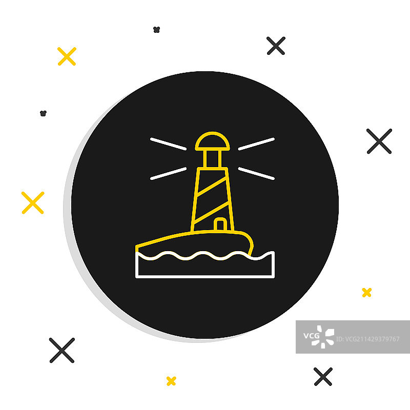 白色背景上的灯塔线条图标图片素材