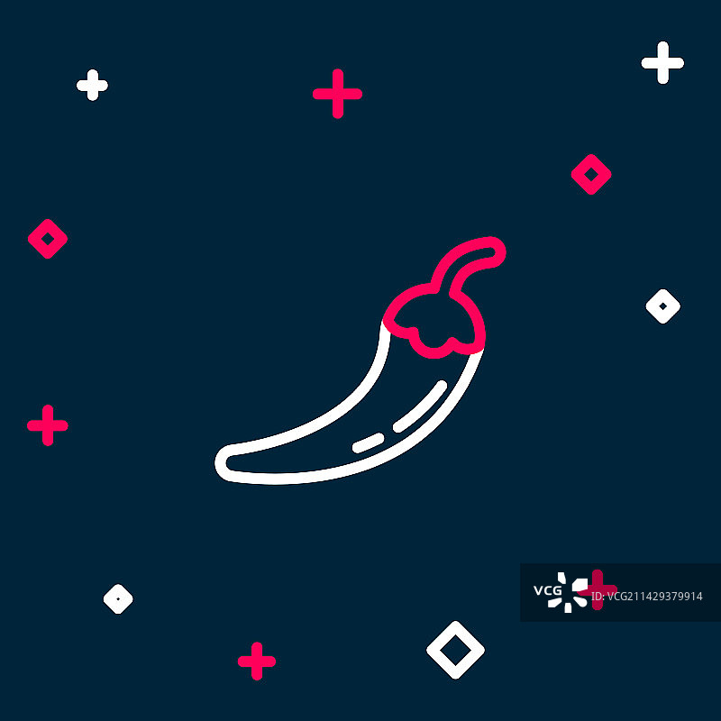 蓝色背景上的线条辣椒图标图片素材