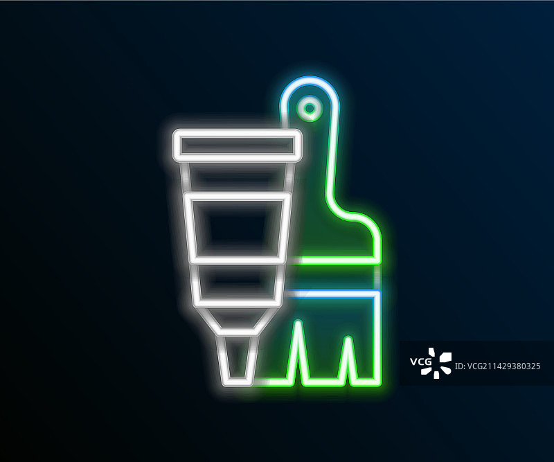 发光霓虹灯管与调色板图片素材