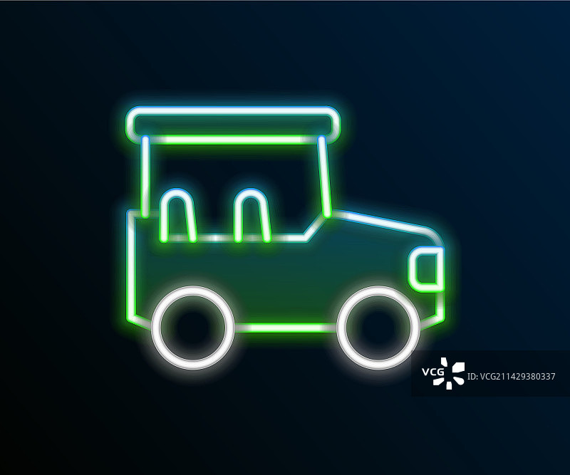 隔离背景上的霓虹狩猎车图标图片素材