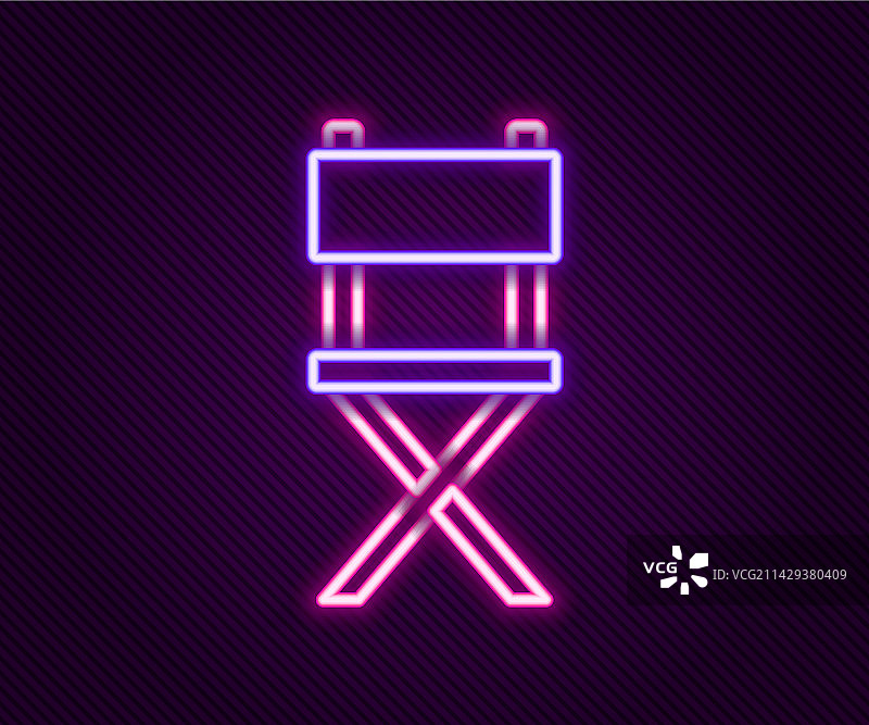 发光霓虹灯线条导演椅图标图片素材