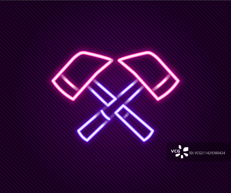 发光的霓虹灯消防斧图标图片素材