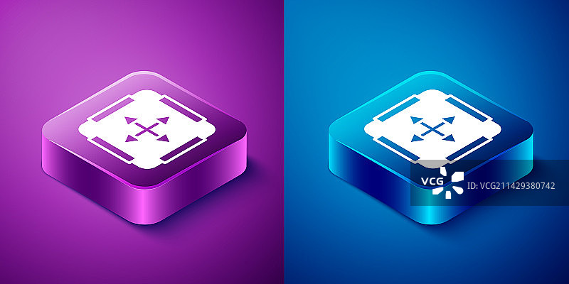 2.5D面积测量蓝色背景图标图片素材