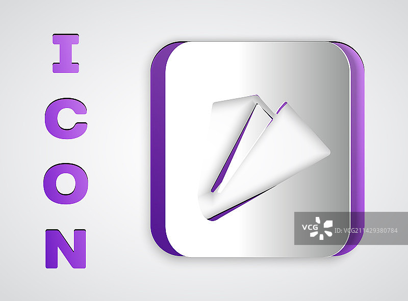 灰色背景上的纸剪纸飞机图标图片素材