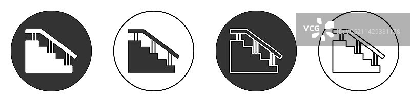 黑色滑板楼梯带导轨图标图片素材