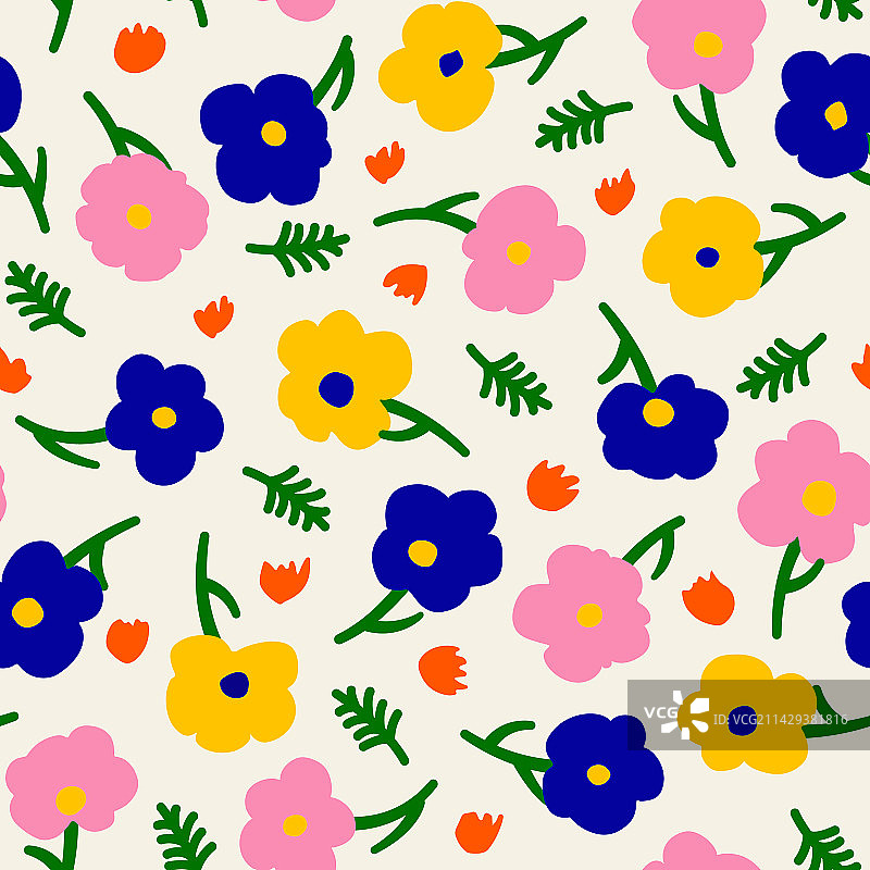 涂鸦：抽象花卉无缝表面图片素材