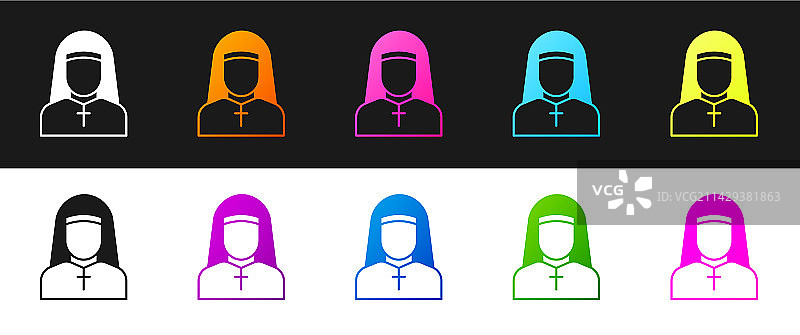 修女图标黑白背景图片素材