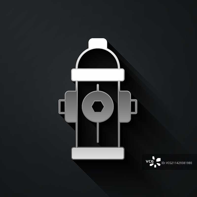 黑色背景上的银色消防栓图标图片素材