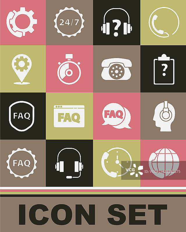 24小时电话支持客服人员套装图片素材