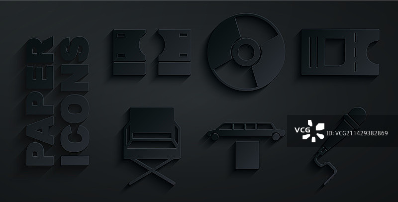 豪华轿车、地毯和电影票素材图片素材