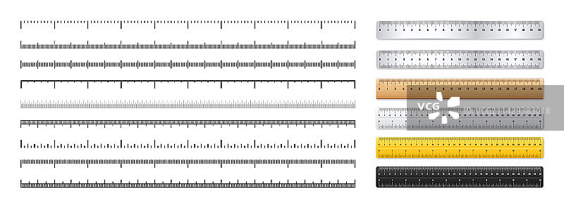 逼真风格金属塑料尺子测量图片素材