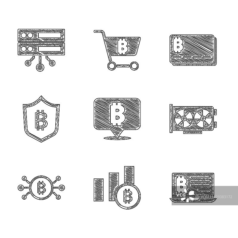 比特币饼图信息图比特币挖矿套装图片素材