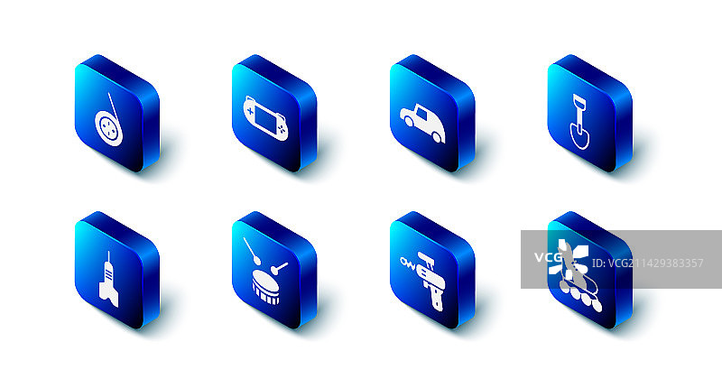 便携式游戏机玩具车铲子组合图片素材