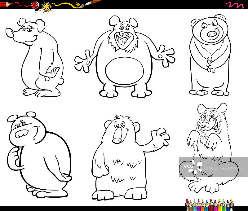 有趣的卡通熊动物角色合集图片素材