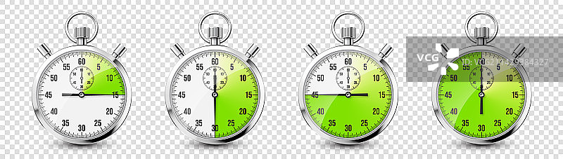 逼真风格经典秒表图标金属光泽图片素材