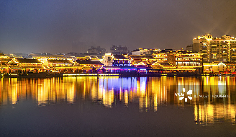 湖南常德河街夜景风光图片素材
